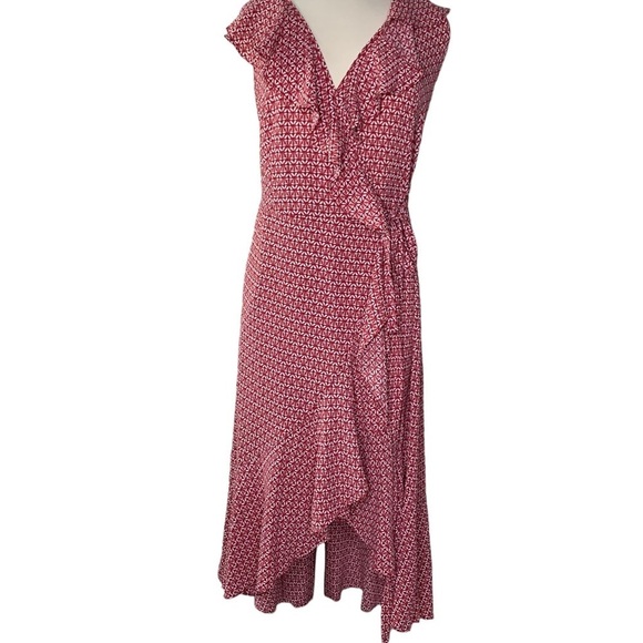 Max Studios Wrap Dress Ruffled Frills Figure Flattering Gorgeous for Spring Med - Picture 13 of 14